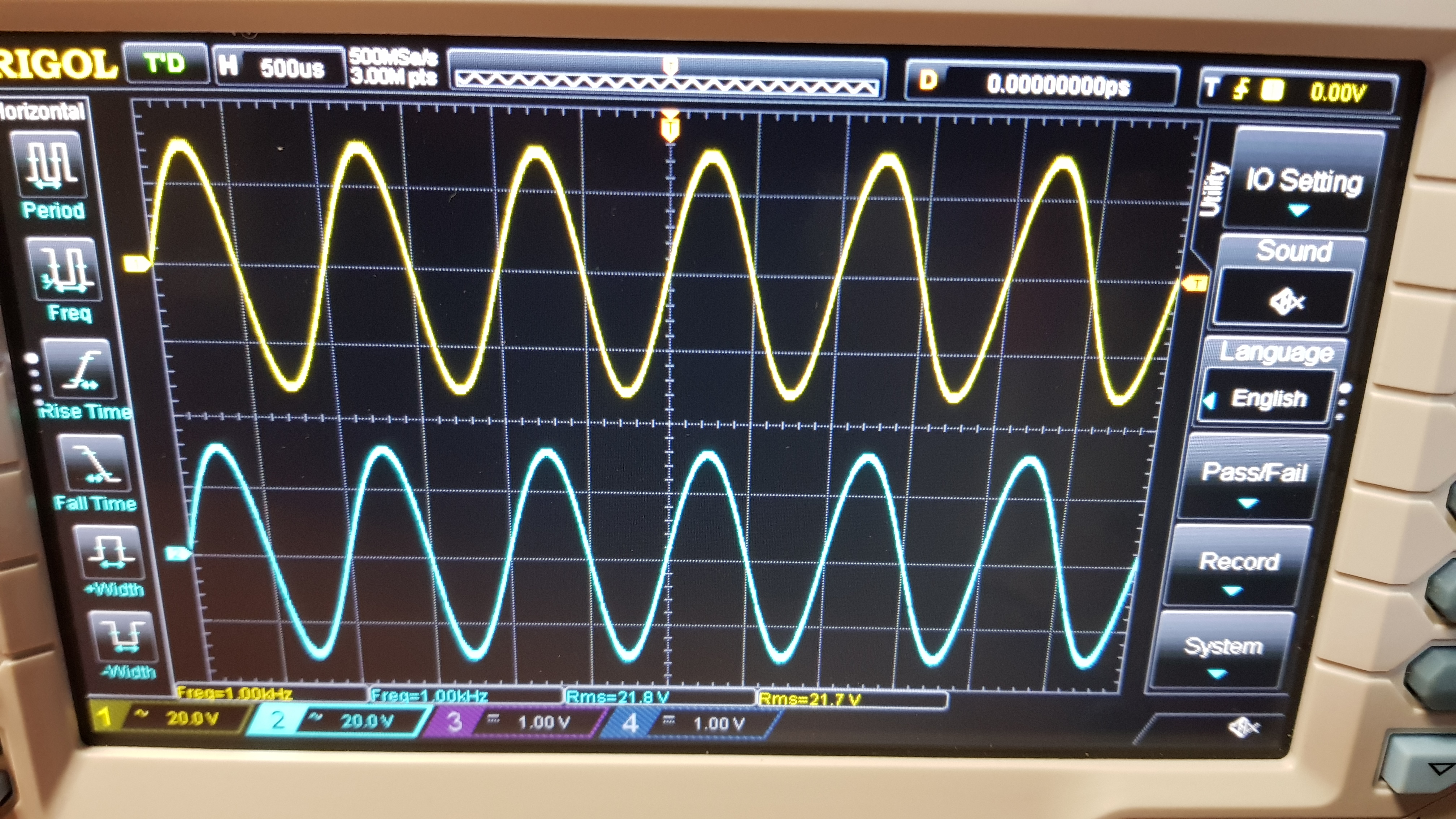 Sinewave 1KHz, 1V input